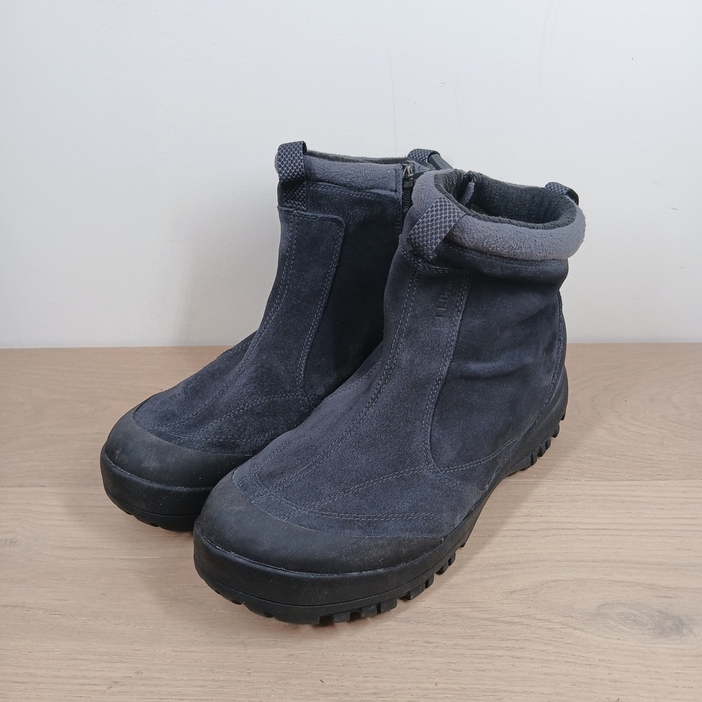 L.L.Bean Boots Men 11 Black Suede Insulated Slip On Winter Snow Outdoor